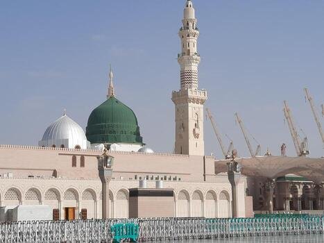 beautiful daytime view of masjid al nabawi medina saudi arabia photo