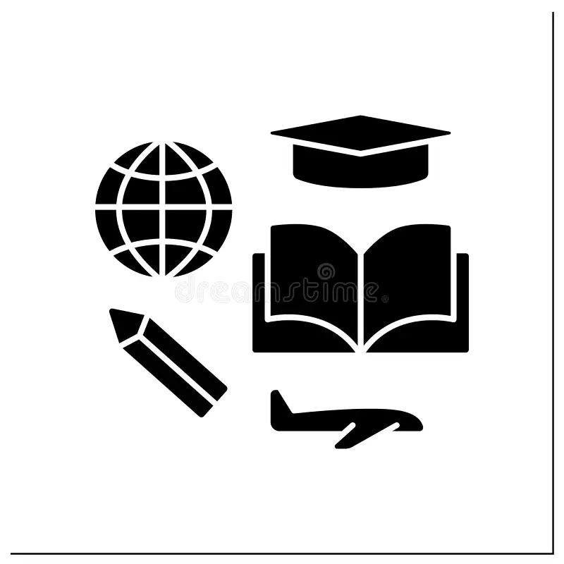 study glyph icon student visa to study different states ability to get education abroad embassy service concept filled flat 227691271